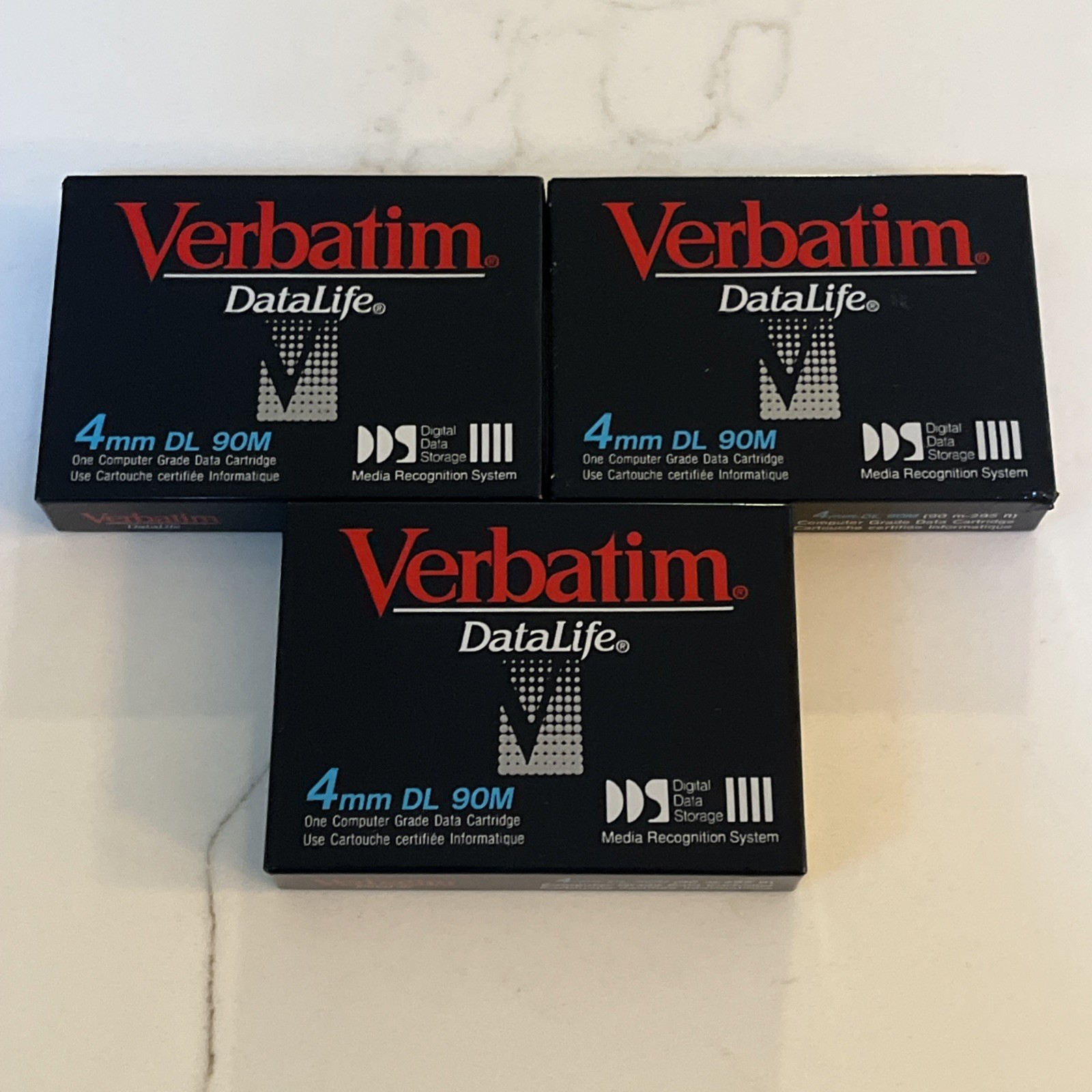 3X Verbatim DataLife 4mm DL 90M Digital, Data Storage Cartridge Factory Sealed 3X Verbatim DataLife 4mm DL 90M Digital, Data Storage Cartridge Factory Sealed