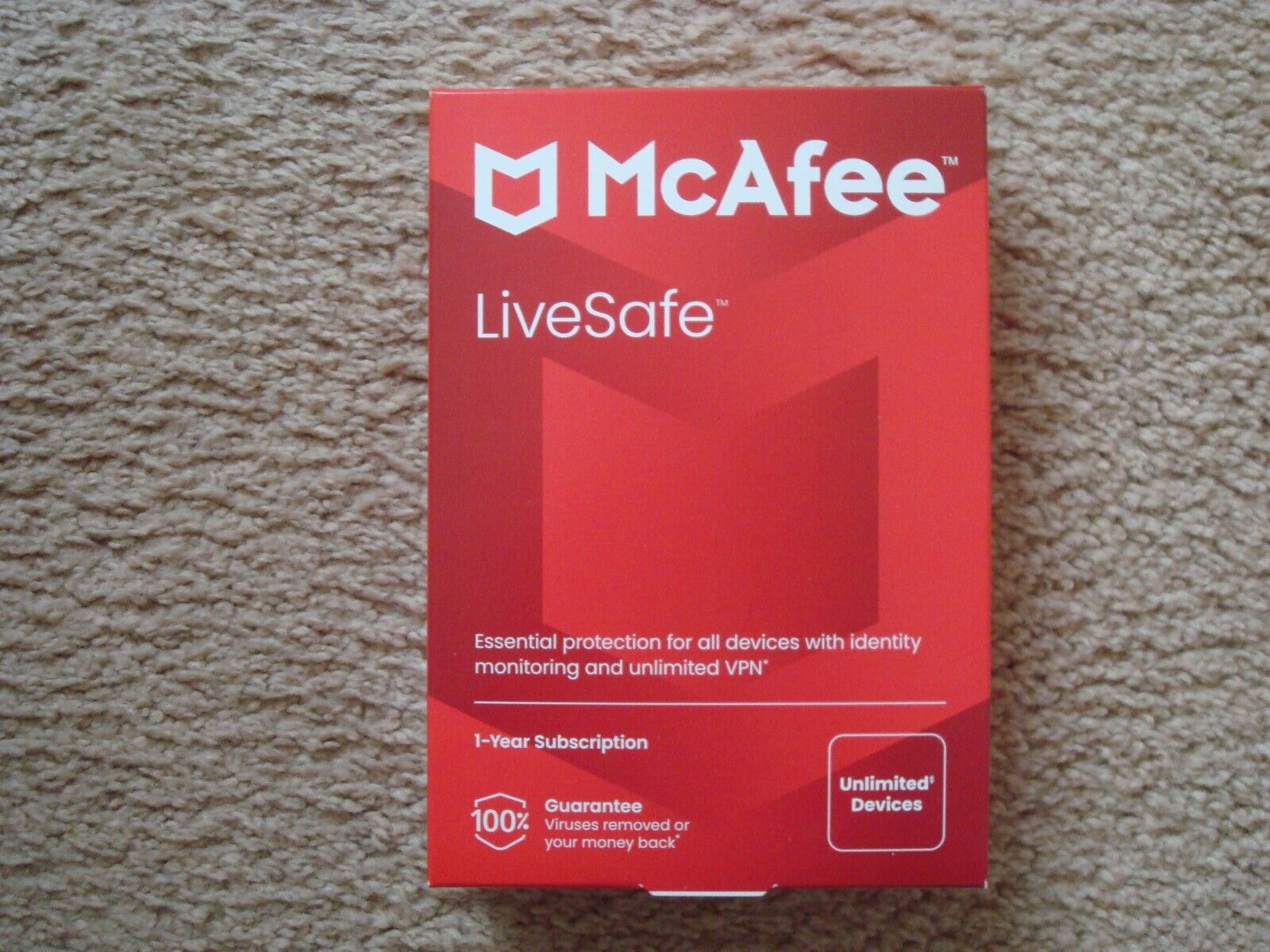 McAfee LiveSafe 2024 Unlimited Devices, Antivirus Internet, 1 Year, Sealed Box