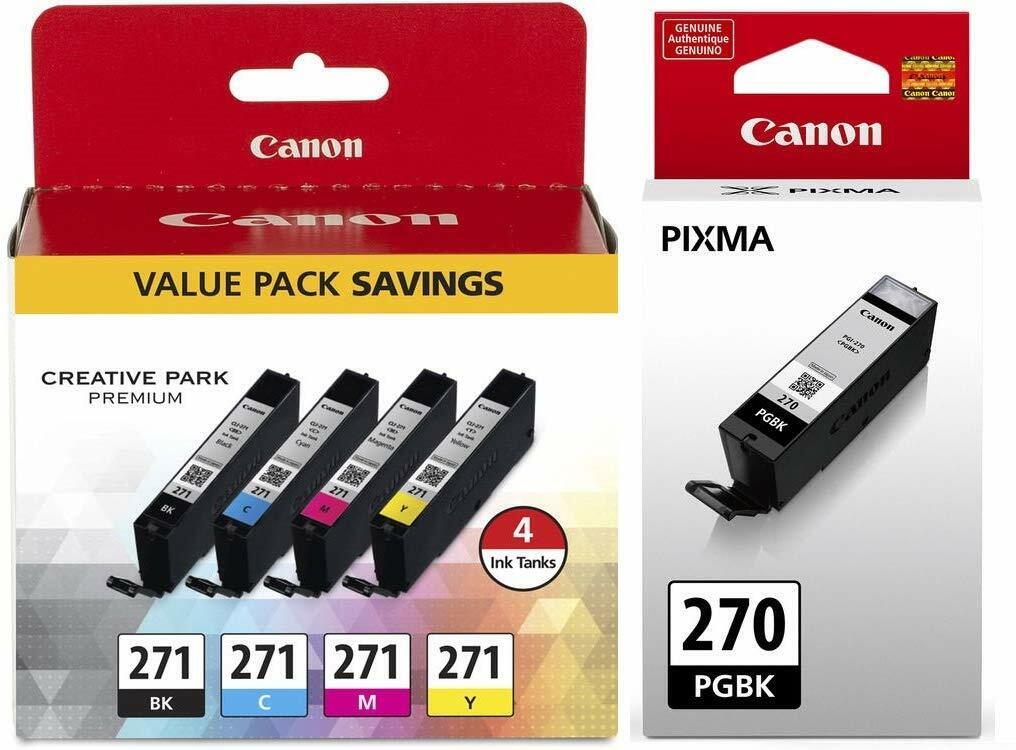 Genuine Canon 270 271 Ink Cartridges Combo-B/C/M/Y Color-Setup-5PK-NEW