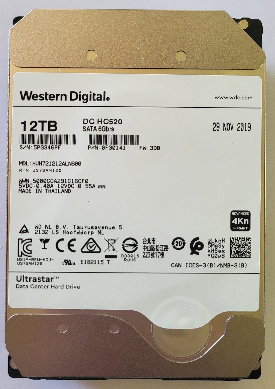 Tested WD Ultrastar DC HC520 12TB 7.2K RPM SATA 6Gb/s 3.5