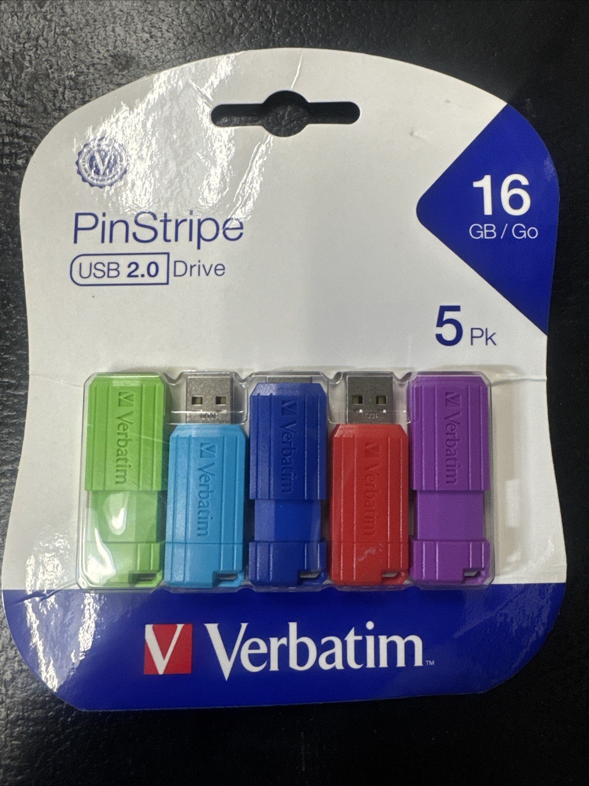 Verbatim PinStripe 16GB USB 2.0 Flash Drive Multicolor 5 Pack Windows Mac OS Verbatim PinStripe 16GB USB 2.0 Flash Drive Multicolor 5 Pack Windows Mac OS