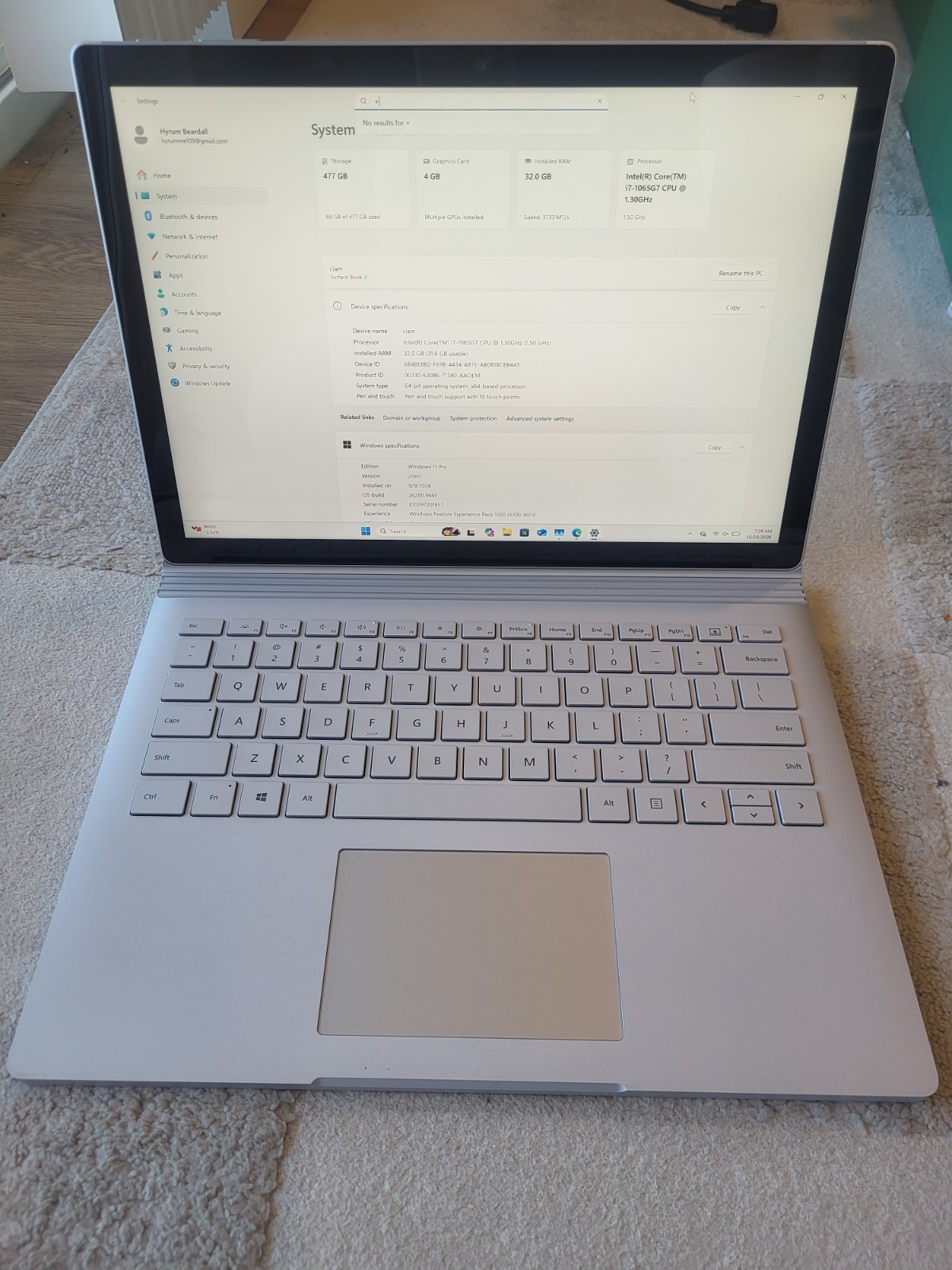 Microsoft Surface Book 3 QHD Touch 32GB RAM i7-1065G7 512GB SSD