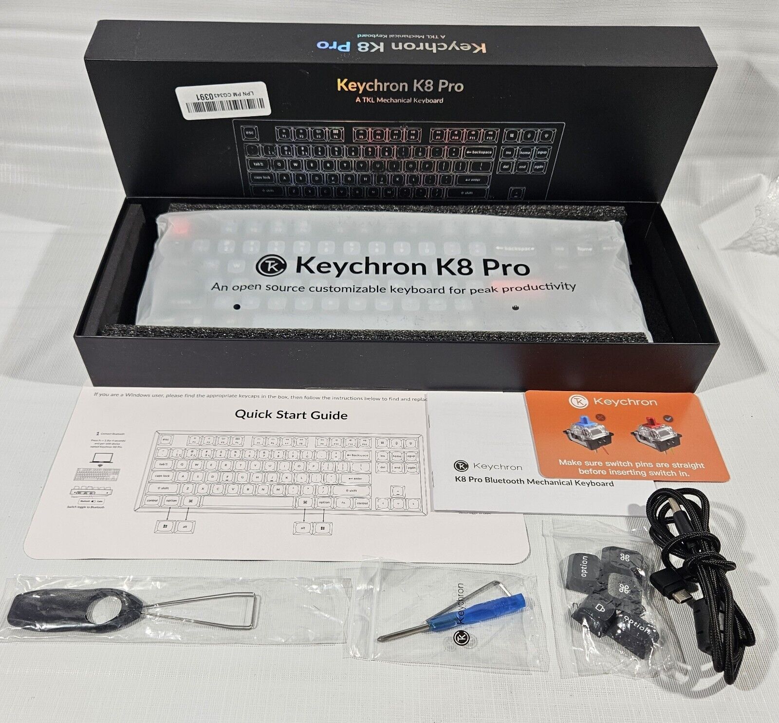 Keychron K8 Pro Black RGB Backlight Bluetooth A TKL Mechanical Keyboard