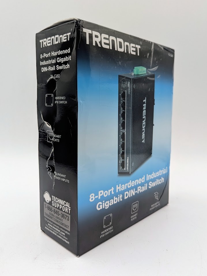 TRENDnet TI-PG80 8-Port Hardened Industrial Gigabit PoE+ DIN-Rail Switch 200W TRENDnet TI-PG80 8-Port Hardened Industrial Gigabit PoE+ DIN-Rail Switch 200W