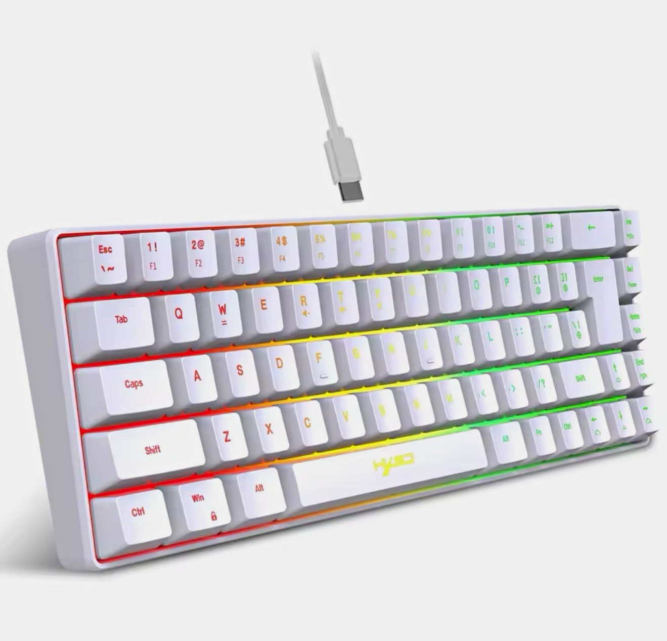 Compact Wired USB-C Illuminated White Keyboard, English QWERTY 310mm Compact Wired USB-C Illuminated White Keyboard, English QWERTY 310mm