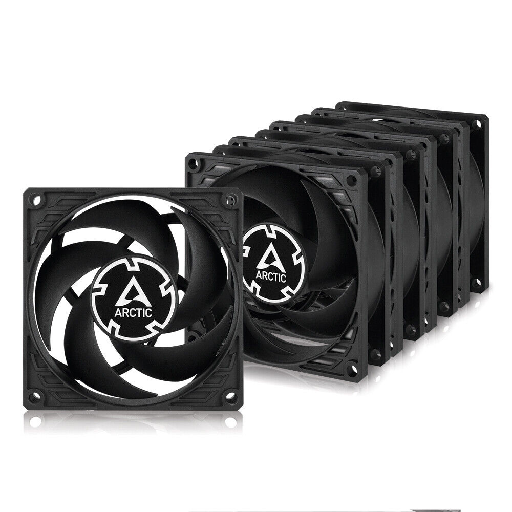 ARCTIC P8 (Black) 5 Pack 80 mm Case Fan quiet motor Computer 3000 RPM PC