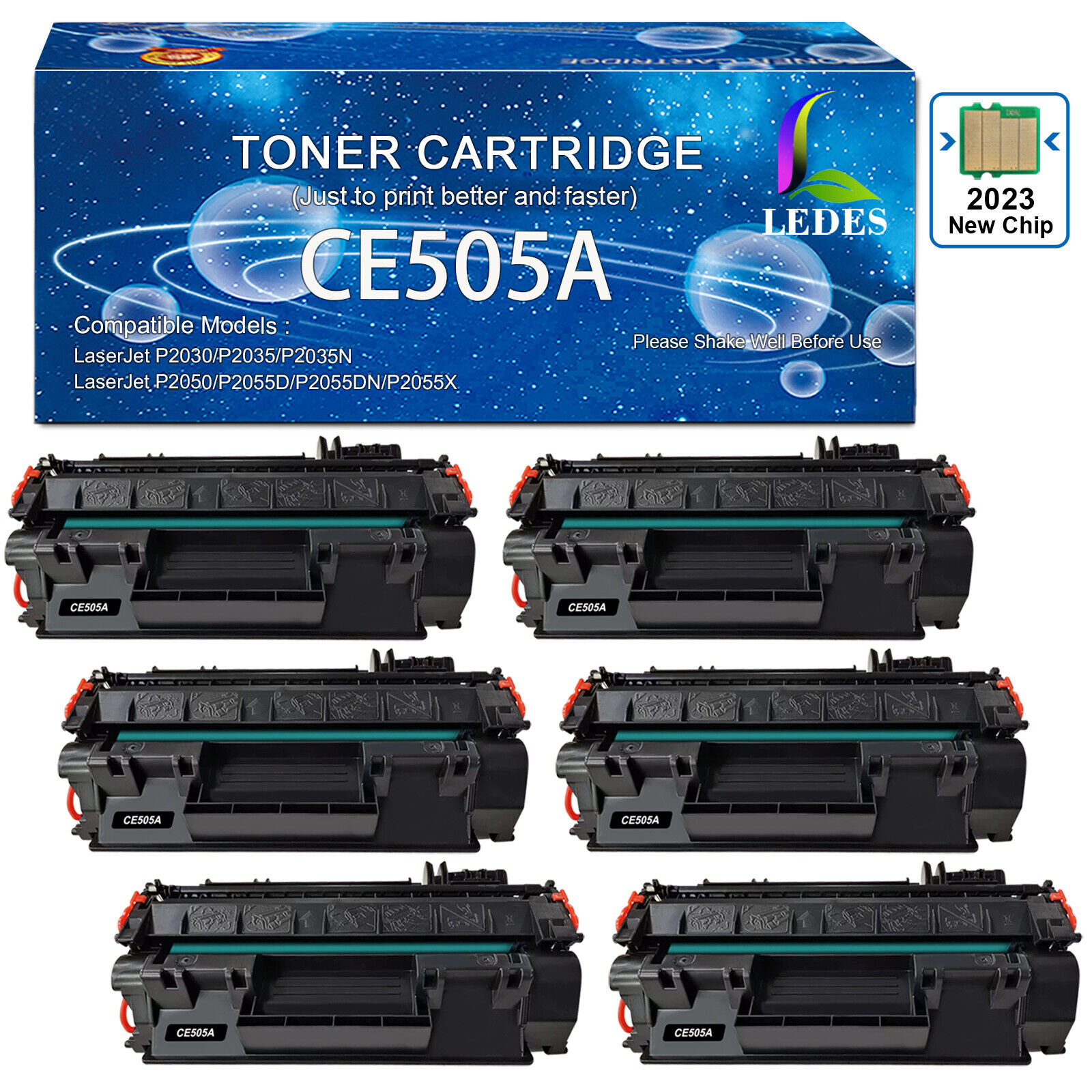6PK Toner Cartridge 05A CE505A Fits for HP LaserJet P2035D P2055D P2055N P2055X