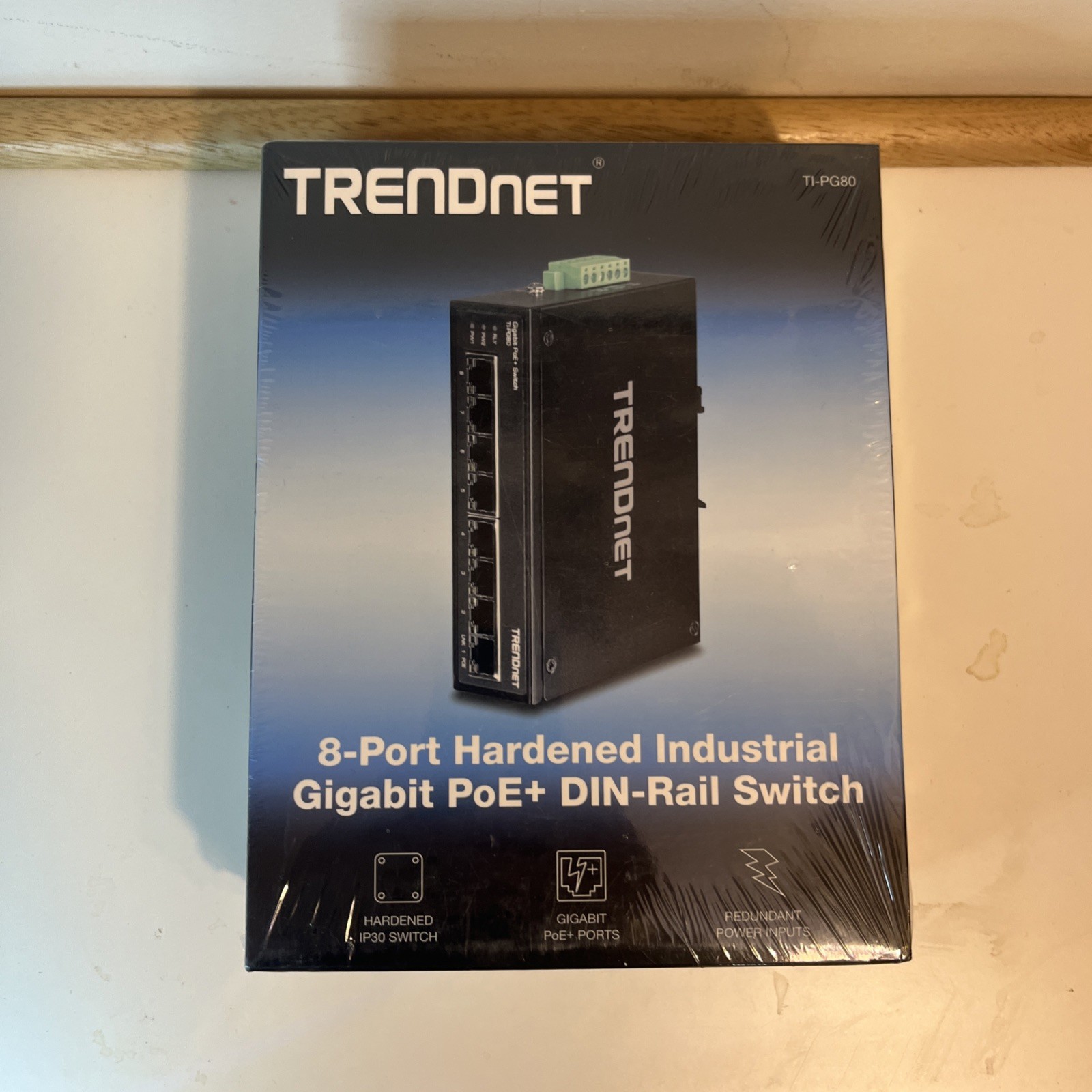 TRENDnet TI-PG80B 8-Port Industrial Gigabit PoE+ DIN-Rail Network Switch