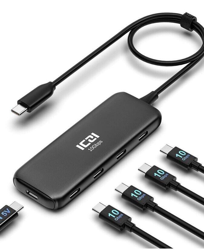 USB 3.0 Hub, 5-Port USB Hub 3.0 Ultra-Slim Data USB Hub with 4ft Extended Cab...