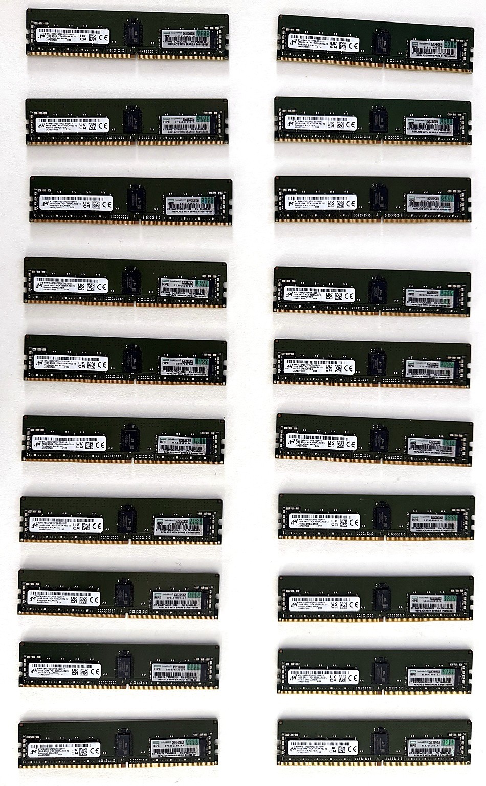 Lot of 20 Micron 16GB DDR4-3200 ECC RDIMM 2Rx8 MTA18ASF2G72PDZ-3G2R1 320GB Lot of 20 Micron 16GB DDR4-3200 ECC RDIMM 2Rx8 MTA18ASF2G72PDZ-3G2R1 320GB