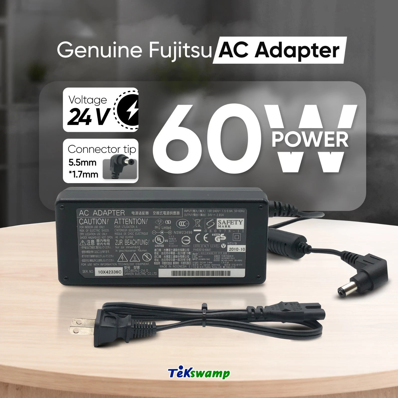 Genuine Fujitsu 24V AC Adapter for Scanner fi-7160 fi-7180 fi-7260 fi-7280 Genuine Fujitsu 24V AC Adapter for Scanner fi-7160 fi-7180 fi-7260 fi-7280