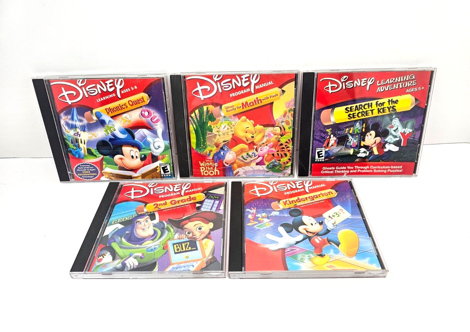 Disney Mickey Pooh Buzz Children’s Educational Learning Games PC CD-ROM Lot of 5