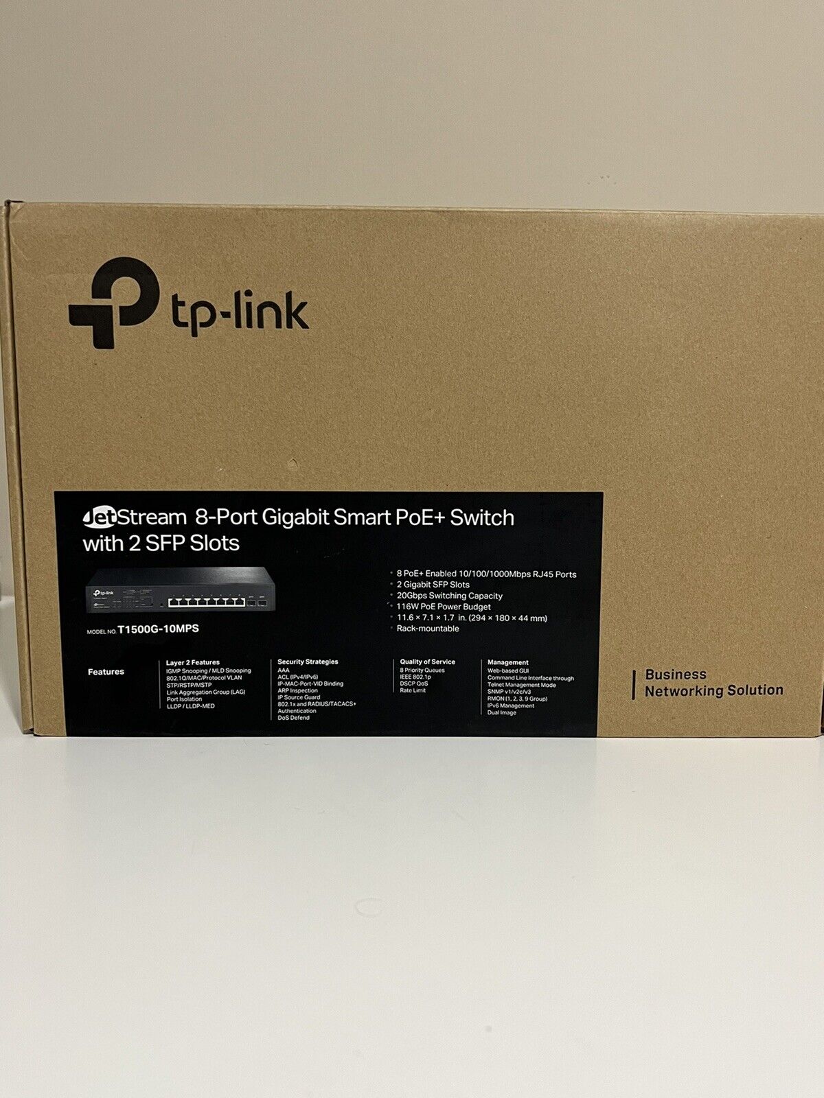 TP-Link Jet Stream 8-Port Gigabit Smart PoE+ Switch w/2 SFP Slots T1500G-10MPS