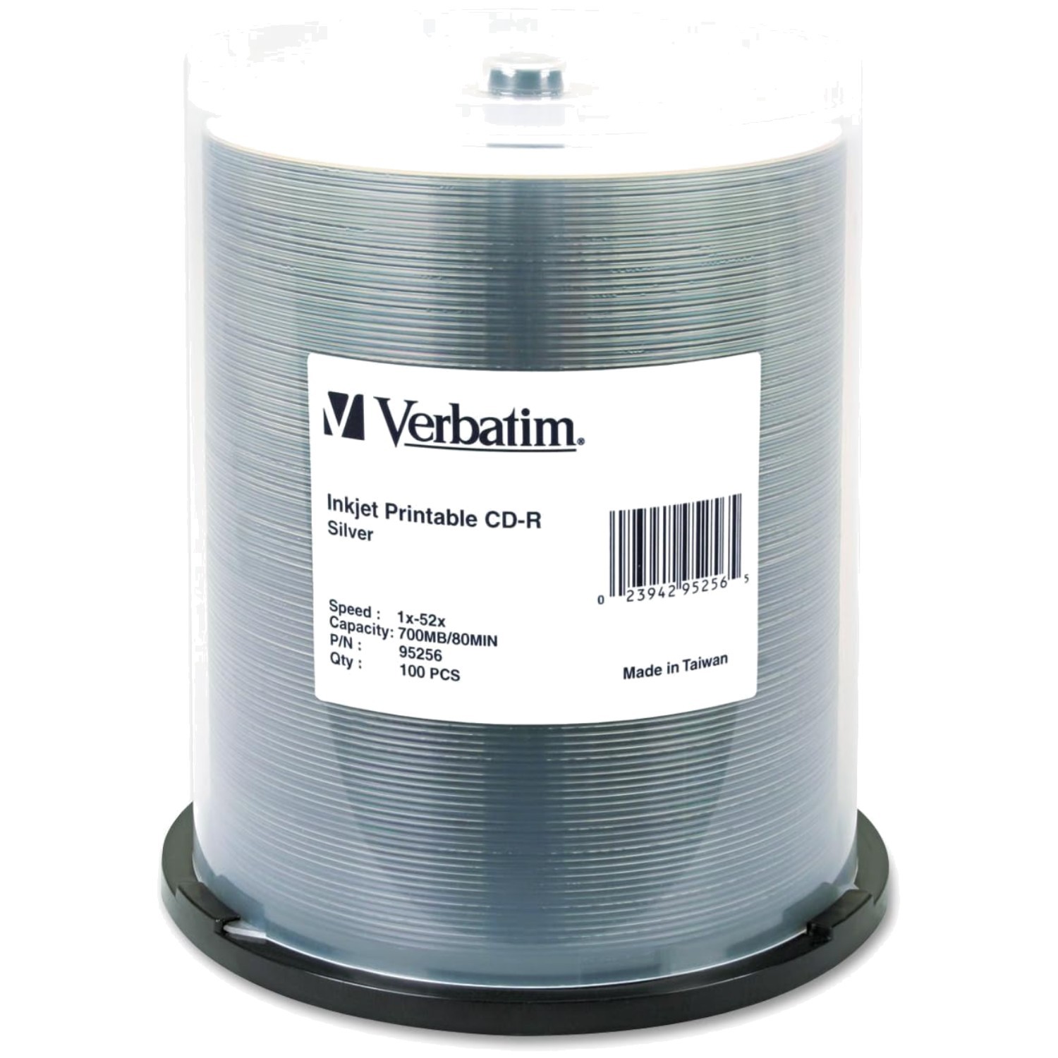 Verbatim 95256 CD-R Disc, 700MB, 40x, Silver
