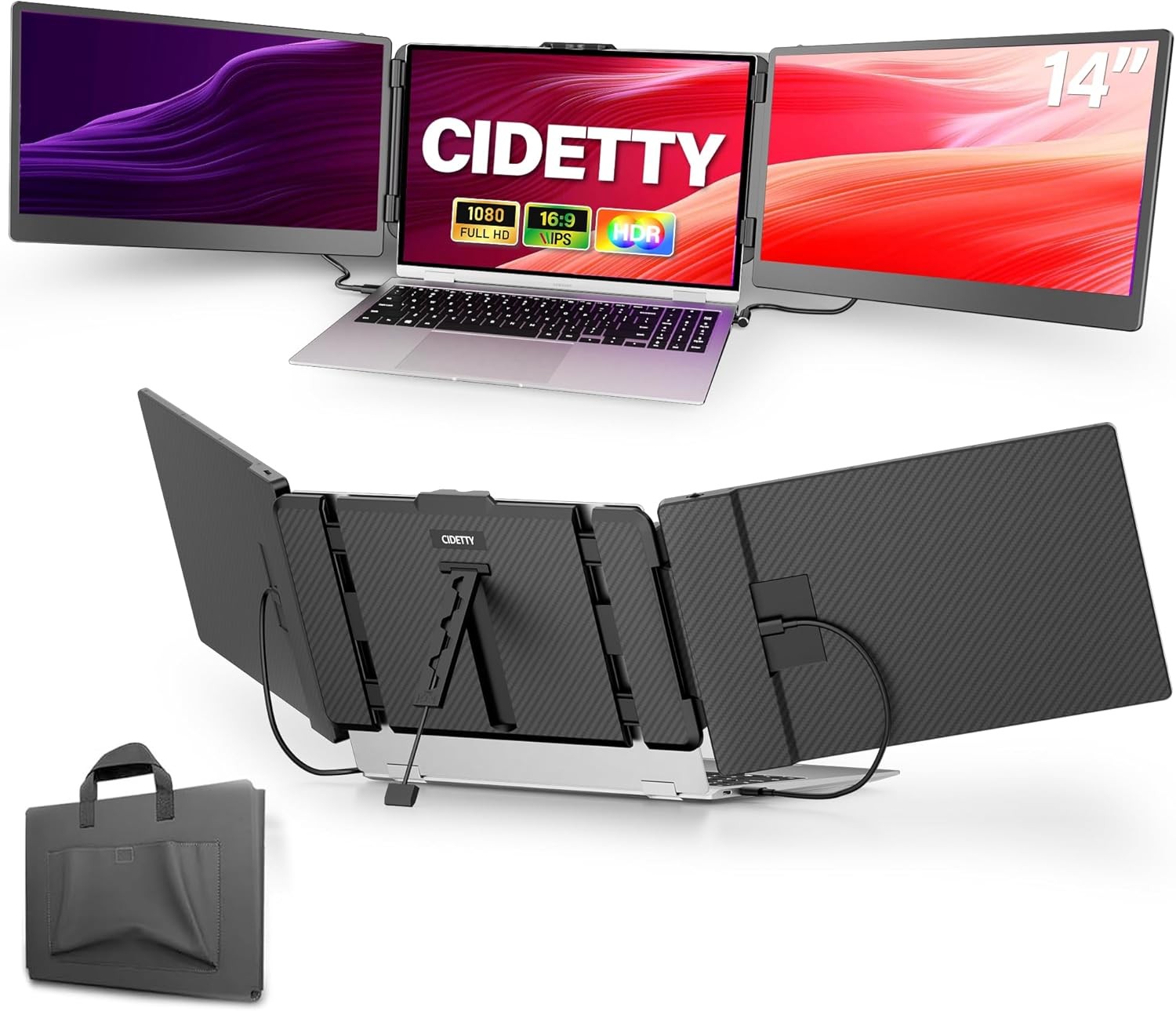 Ultra-Thin 14\'\' FHD 1080P IPS Laptop Screen Extender, Dual/Triple Monitor Displa Ultra-Thin 14\'\' FHD 1080P IPS Laptop Screen Extender, Dual/Triple Monitor Displa