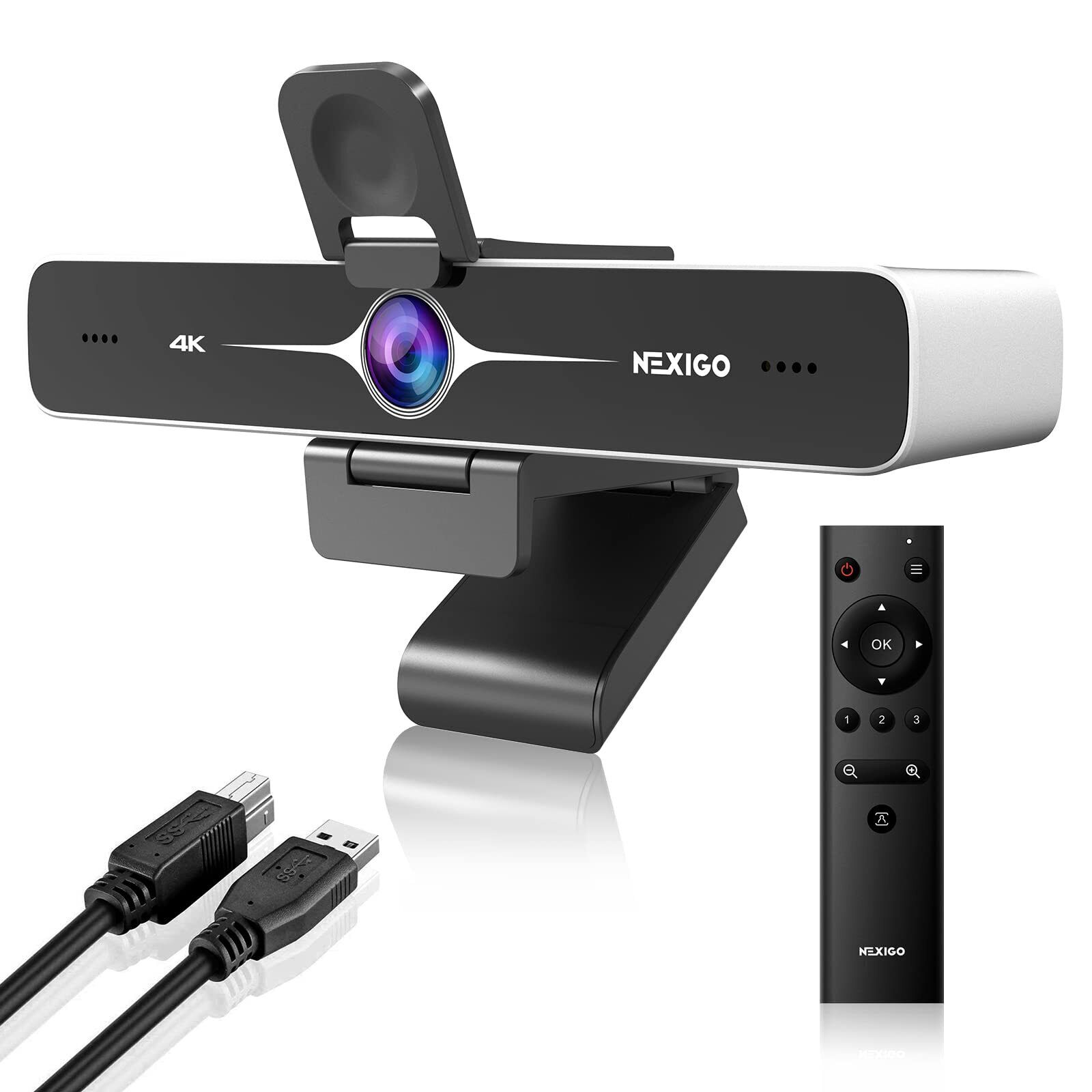 NexiGo Zoom Certified, N970P 4K Webcam Onboard Flash Memory Al-Powered