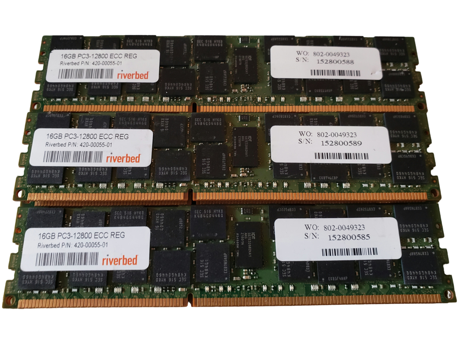 LOT OF 11 Riverbed 420-00055-01 DDR3-1600 16GB Server Memory