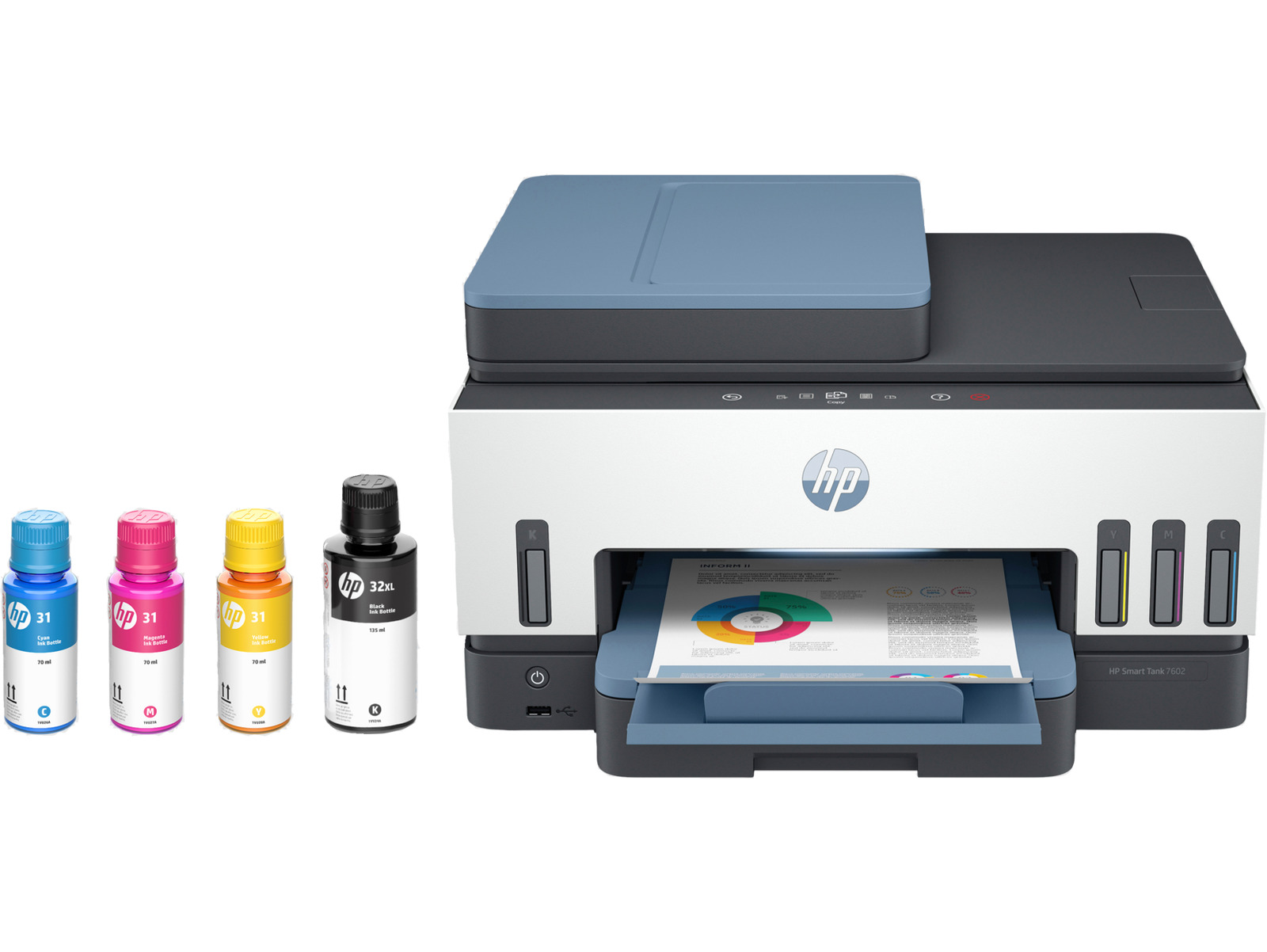 HP Smart Tank 7602e All-in-One InkJet Printer, Color Mobile Print, Copy, Scan,