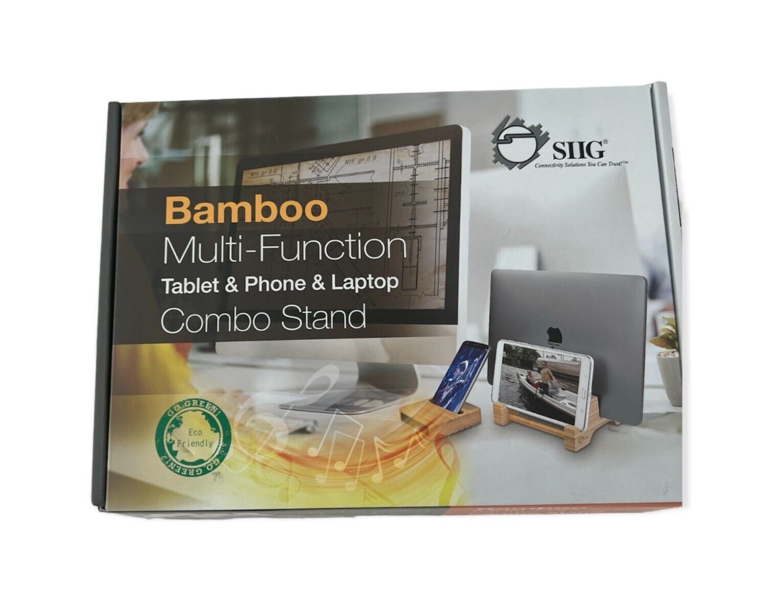 Brand New SIIG Phone & Laptop Combo Stand Bamboo Multi-function Tablet & 
