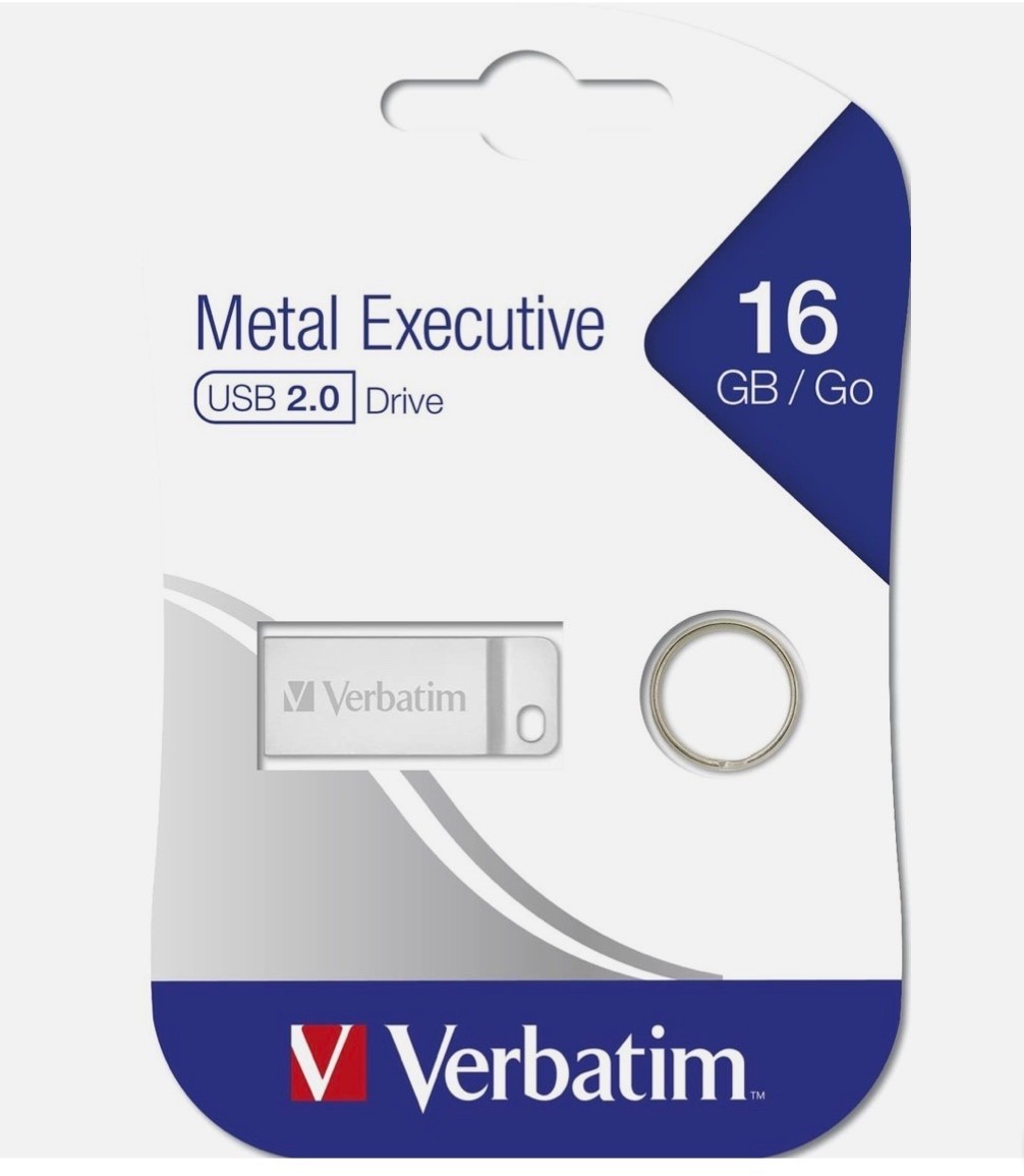 Verbatim 16GB Metal Executive USB Flash Drive - Silver - 98748 Verbatim 16GB Metal Executive USB Flash Drive - Silver - 98748