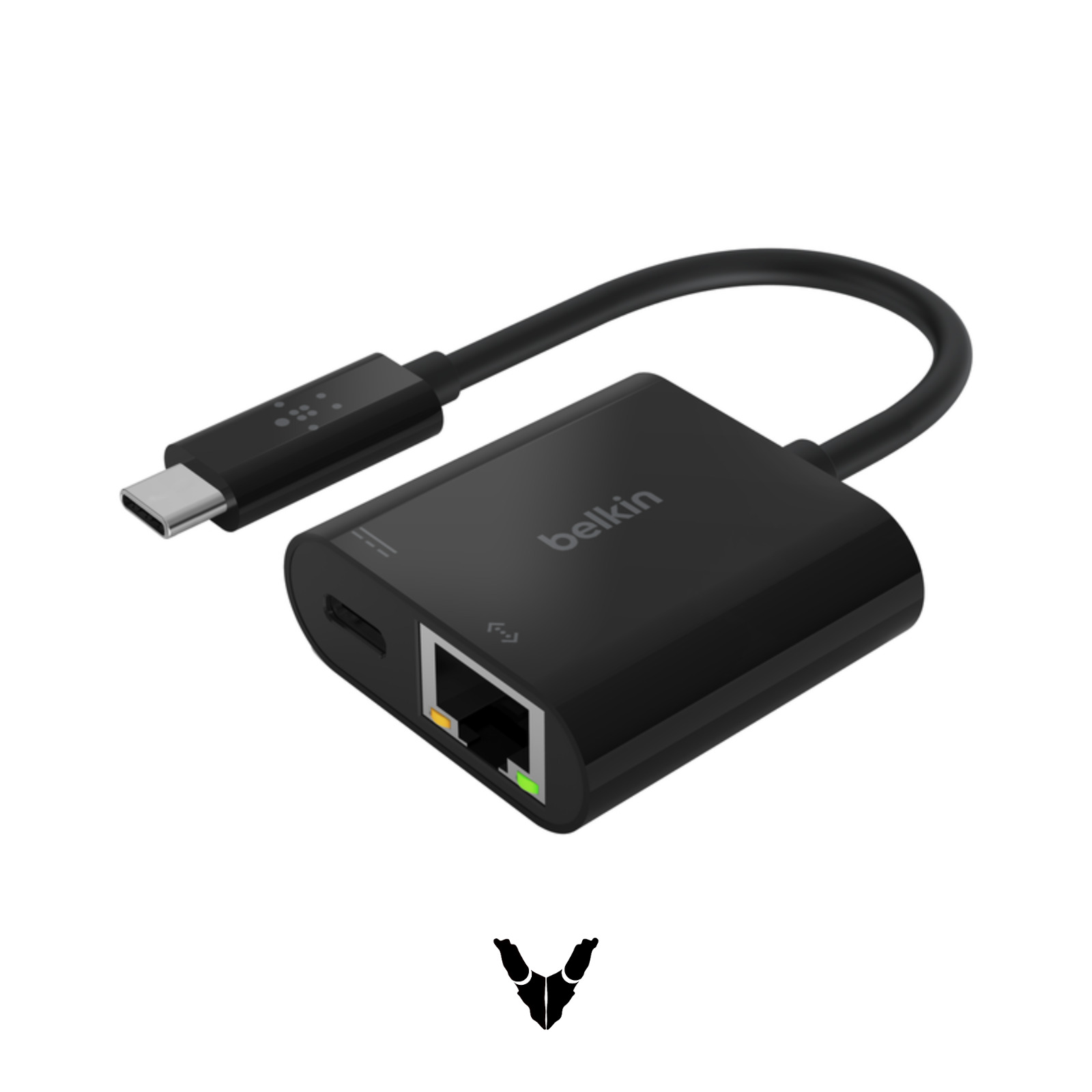 Belkin - USB-C to Ethernet + Charge Adapter - USB-C Thunderbolt 3 - Black