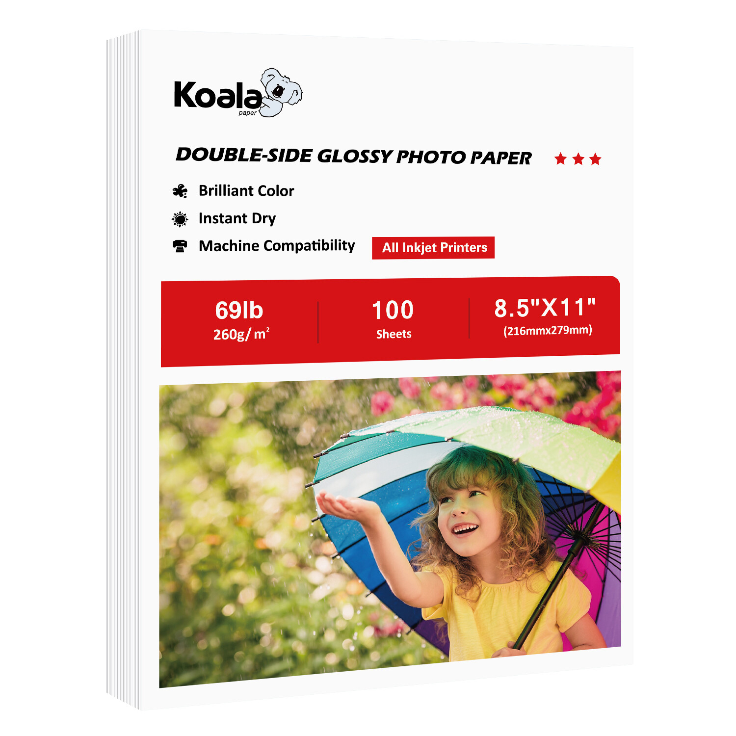 Koala Thick Double Sided Glossy Photo Paper 8.5x11 69lb Cardstock Inkjet Printer Koala Thick Double Sided Glossy Photo Paper 8.5x11 69lb Cardstock Inkjet Printer