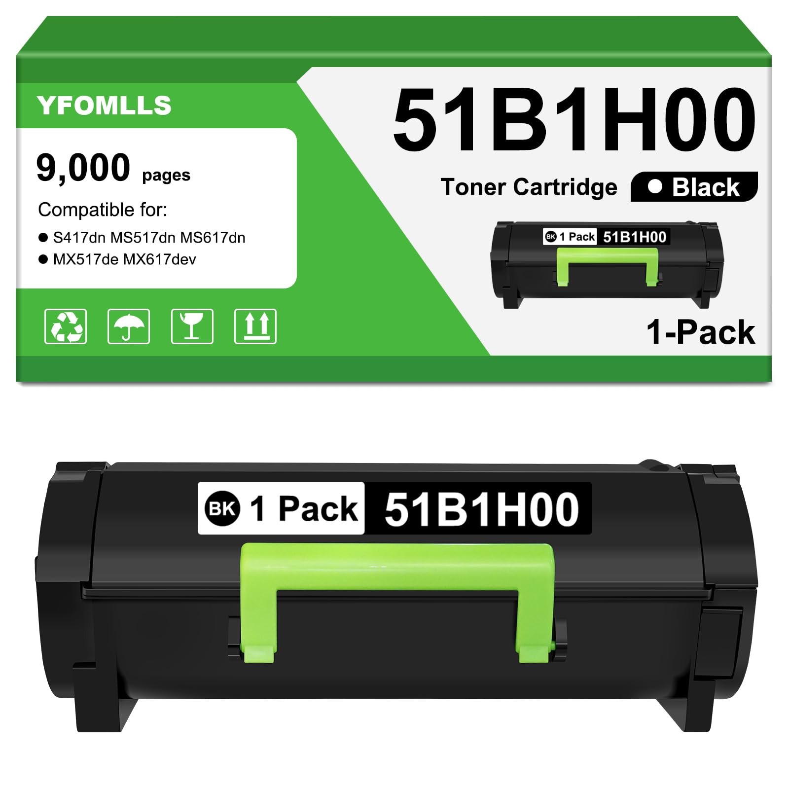51B1H00 Black Toner Compatible Replacement 51B1H00 Black Toner Compatible Replacement