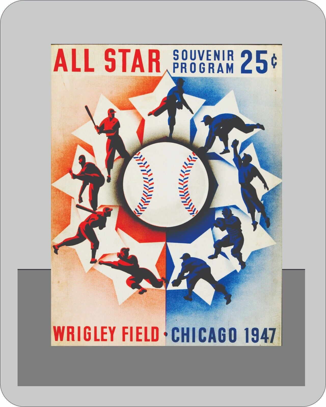 1947 Allstar Game Wrigley Field  Program Baseball  Mouse Pad Poster 7 3/4  x 9\
