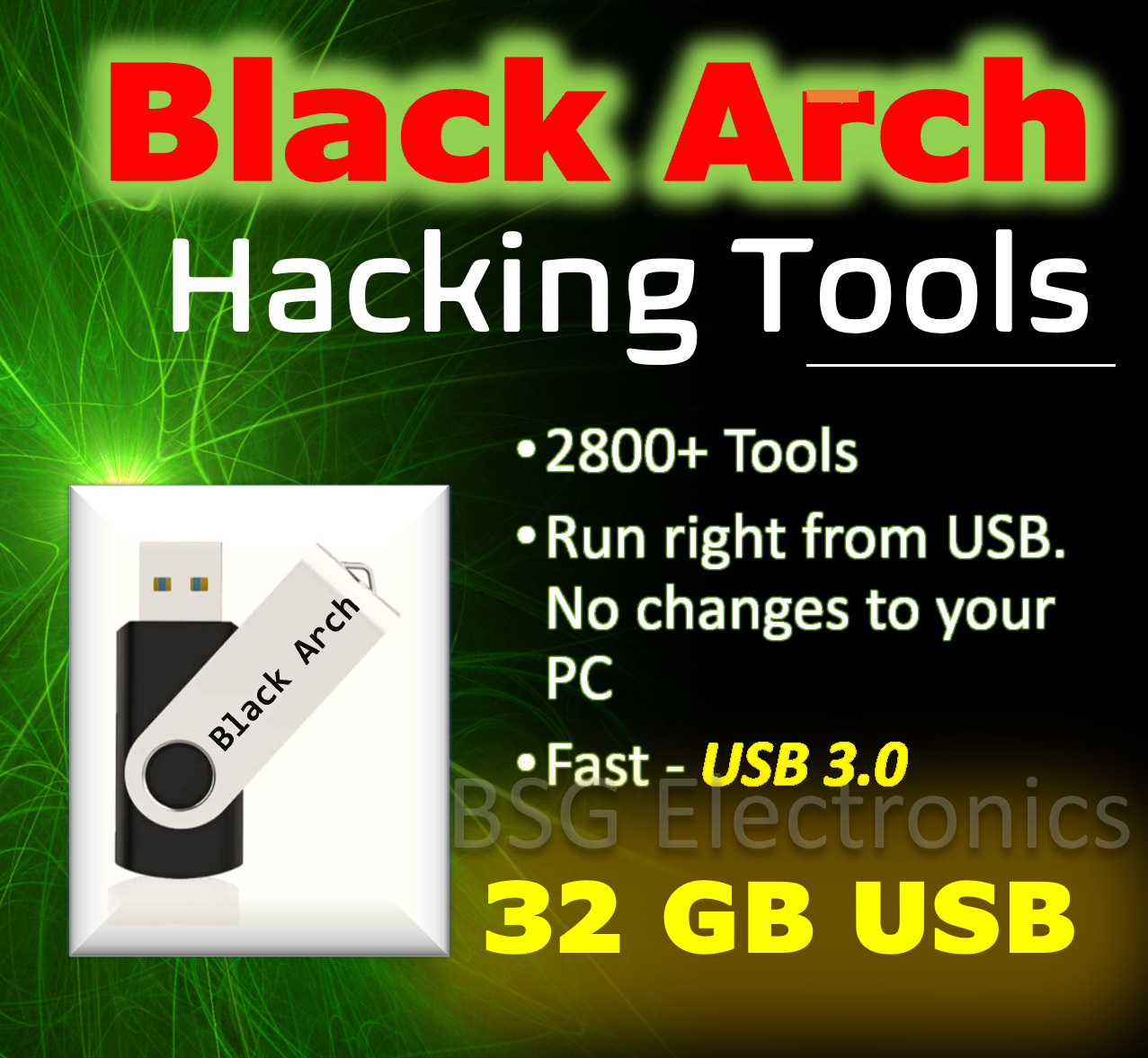 Black Arch Hacking 32GB USB 3.0 Penetration Testing