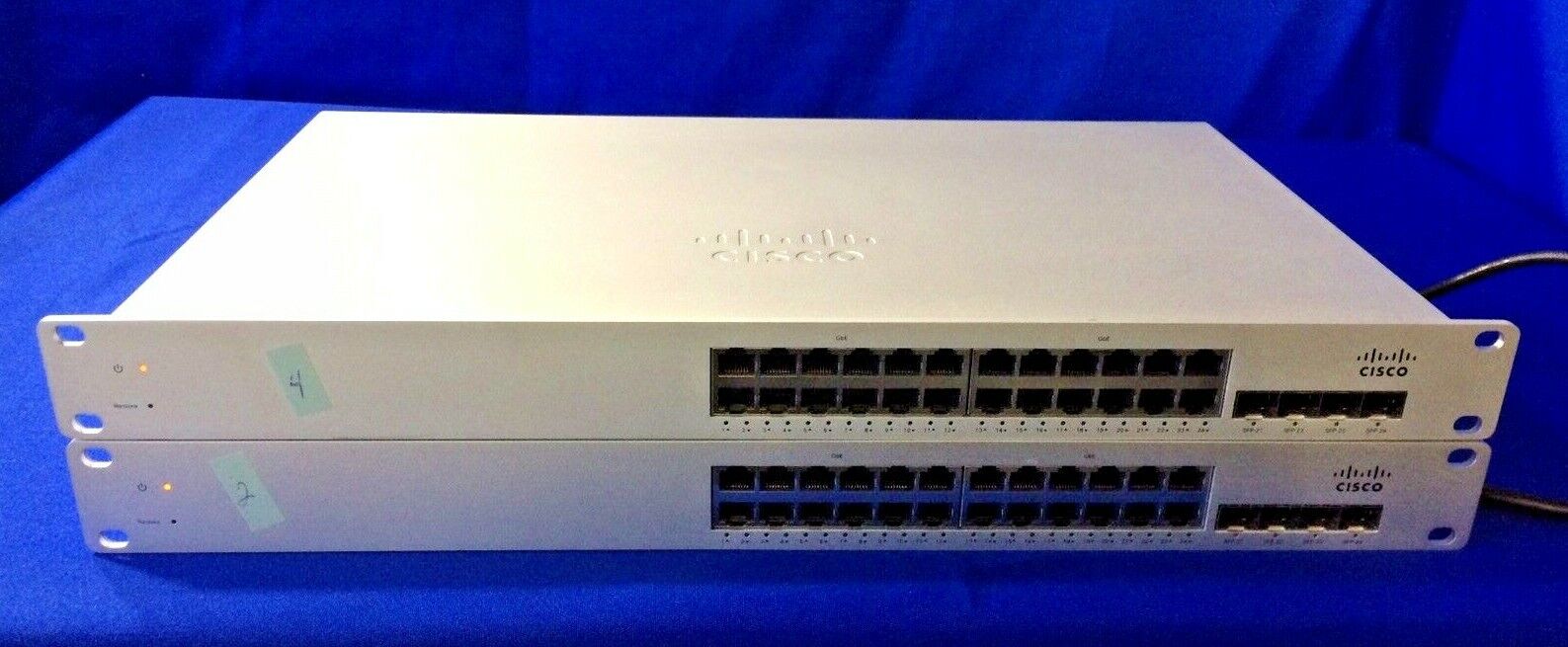 Lot of 2 Cisco Meraki MS220-24-HW 24-Port Gigabit Ethernet Switches - FOR PARTS