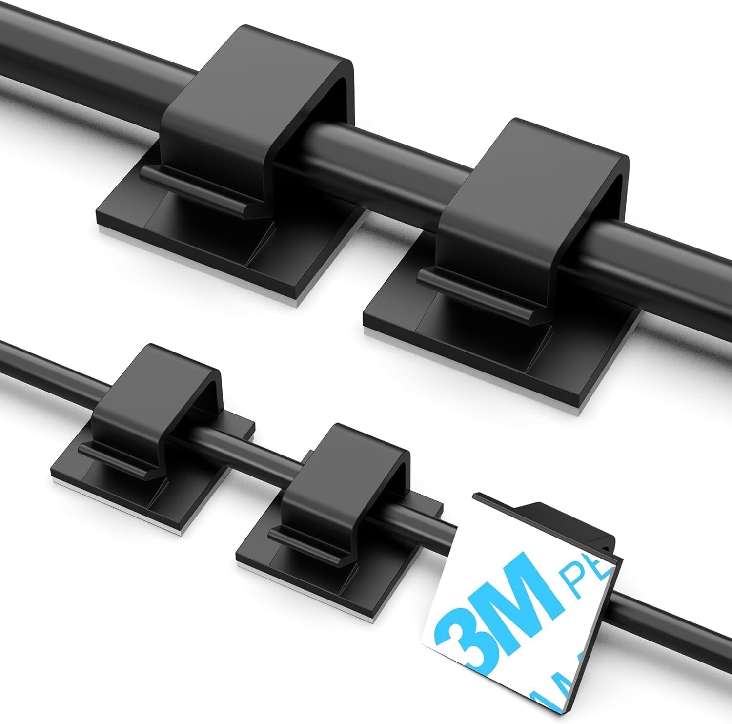 6/100 PCS Adhesive Cable Clips Black (Small & Large), Upgraded Wire Holder
