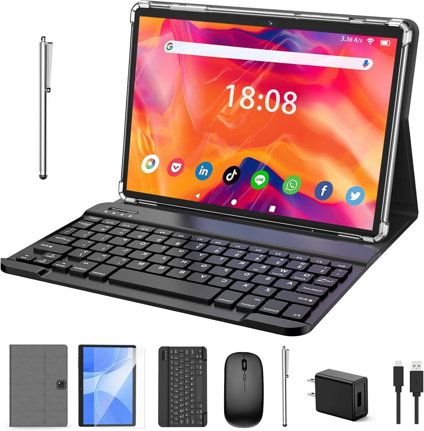 Android 13 Tablet 10 inch Octa-Core 6GB RAM 128GB ROM 5G WiFi, Keyboard & Mouse