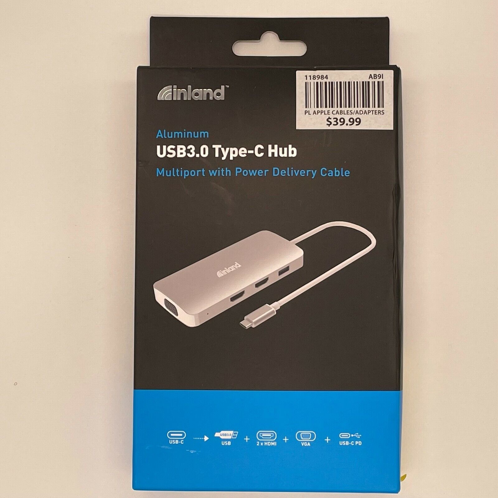 Inland USB 3.1 (Gen 1 Type-C) Aluminium Hub with Power (1-USB + 2-HDMI + 1-VGA)