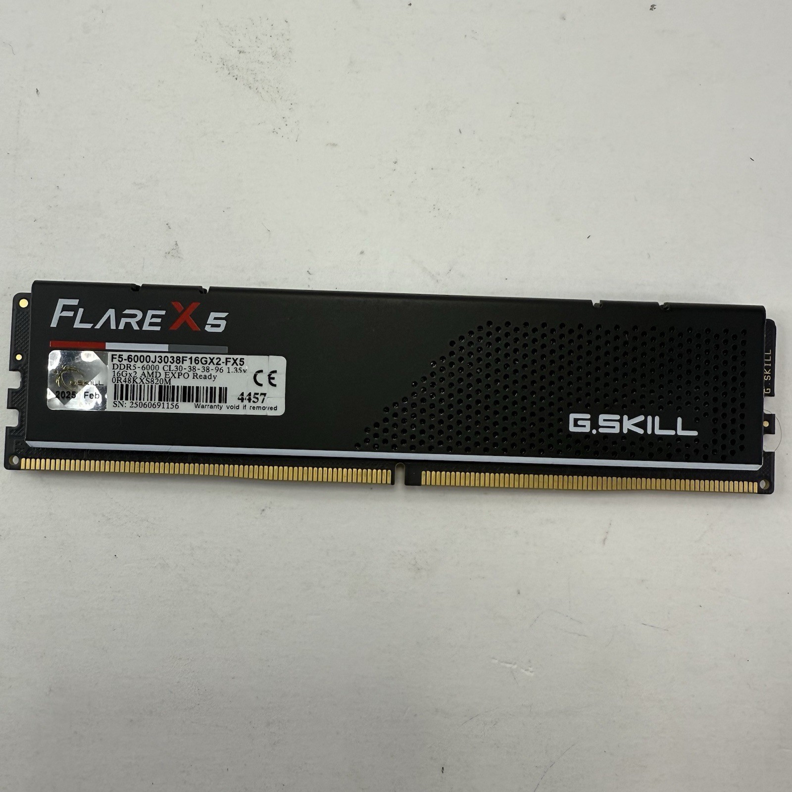 1x16GB G.Skill Flare X5 DDR5-6000 RAM UDIMM Desktop (F5-6000J3038F16GX2-FX5) 1x16GB G.Skill Flare X5 DDR5-6000 RAM UDIMM Desktop (F5-6000J3038F16GX2-FX5)