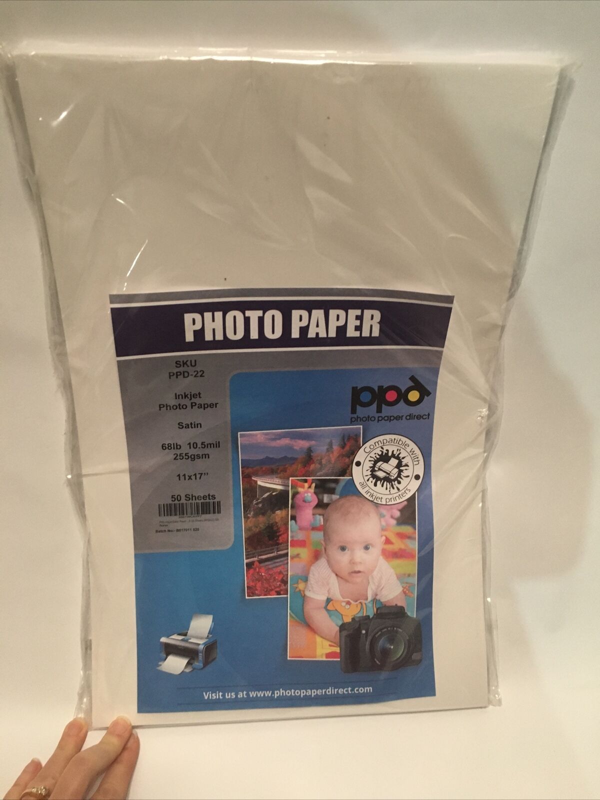 Photo Paper Direct Inkjet Satin 68lb 11”x17” 50 Sheets Photographer Grade