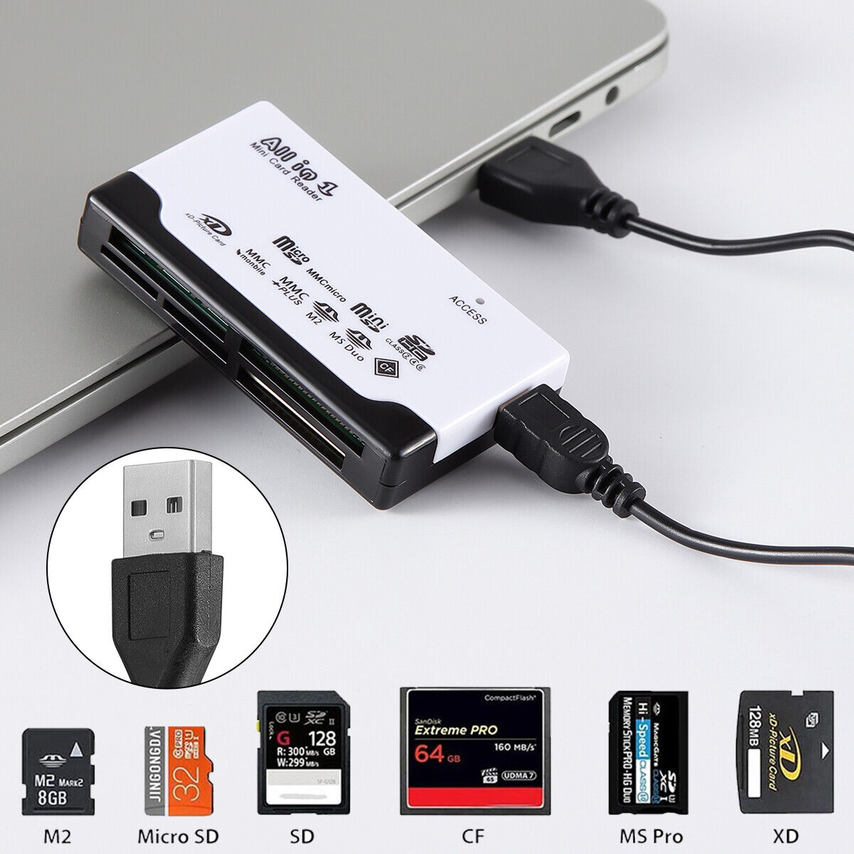 Multifunction Memory Card Reader For Micro SD, SD, XD, CF, M2, and MS, TF card