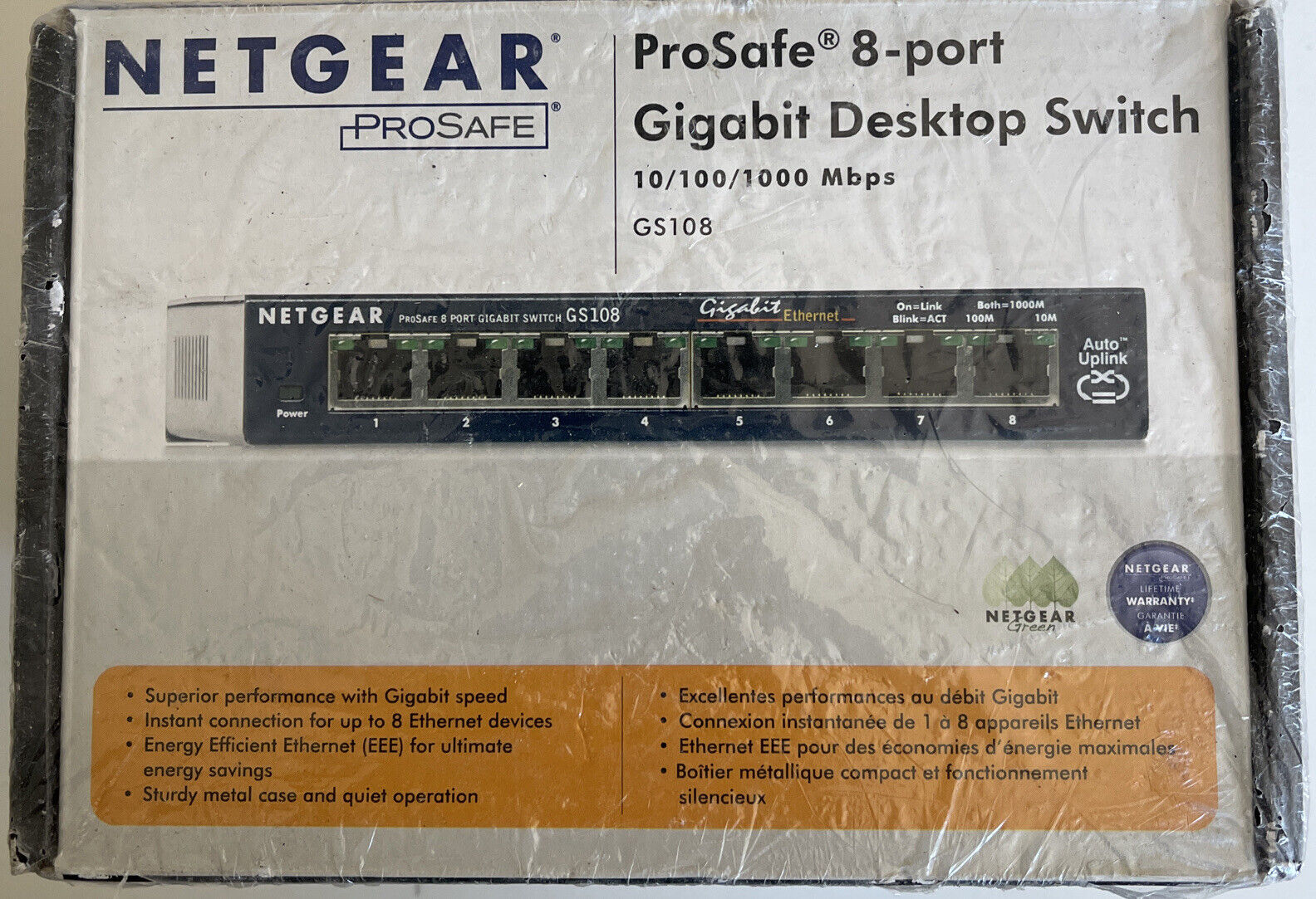 NetGear Prosafe 8port Gigabit Desktop Switch 1000Mbps GS108NA d