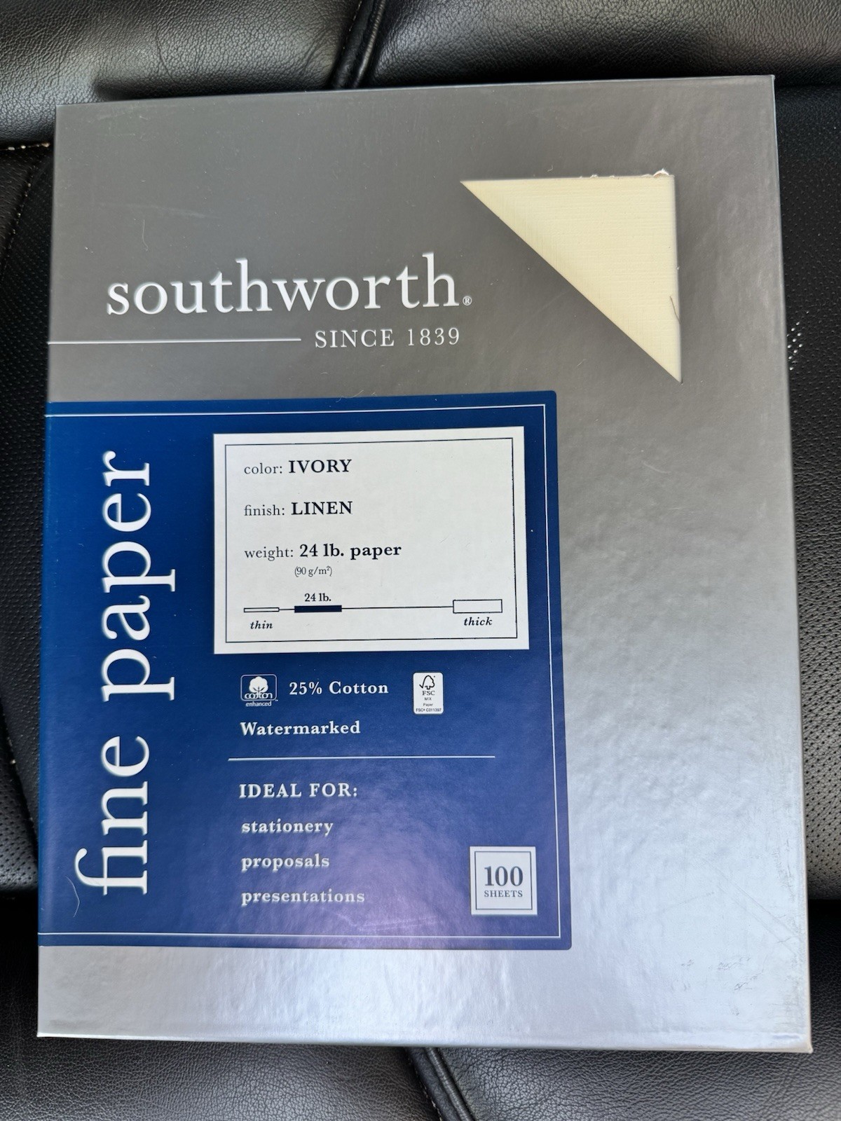 Southworth Fine Pape 25% Cotton Business Paper Ivory Linen 8.5 x 11 in 100ct Southworth Fine Pape 25% Cotton Business Paper Ivory Linen 8.5 x 11 in 100ct