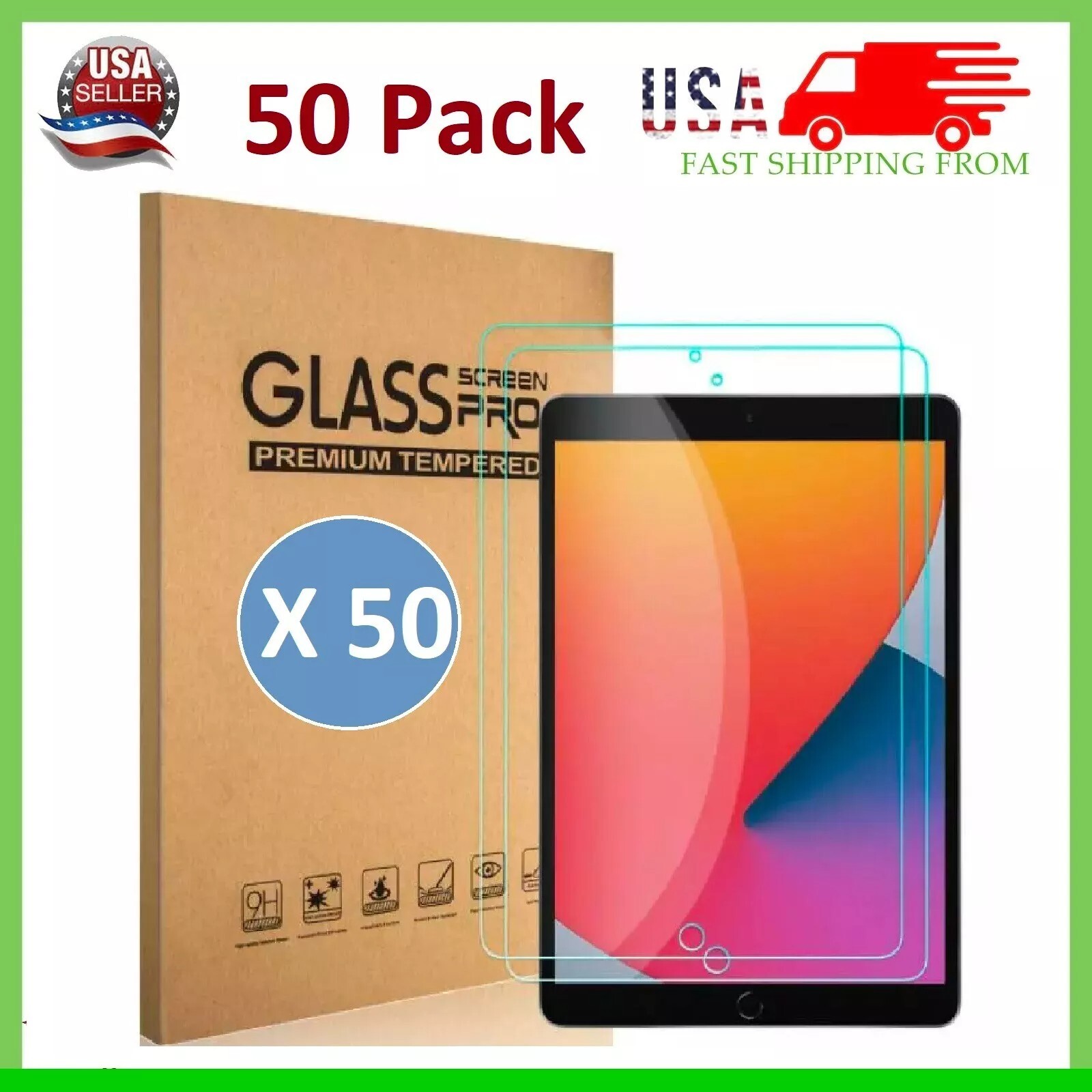 50 x Pack Tempered Glass Screen Protector For iPad 10.2 inch 8th 7th Generation 50 x Pack Tempered Glass Screen Protector For iPad 10.2 inch 8th 7th Generation