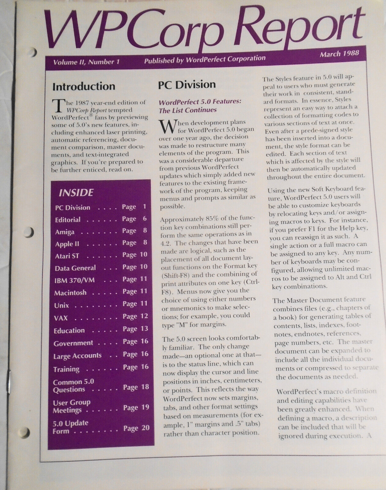 WPCorp Report, March 1988, WordPerfect Corporation