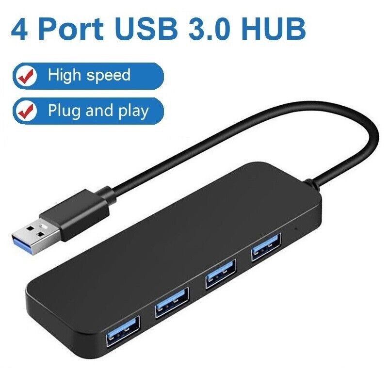 4 Port USB 3.0 Splitter Multi Adapter 5Gbps High Speed For PC Desktop Laptop LOT