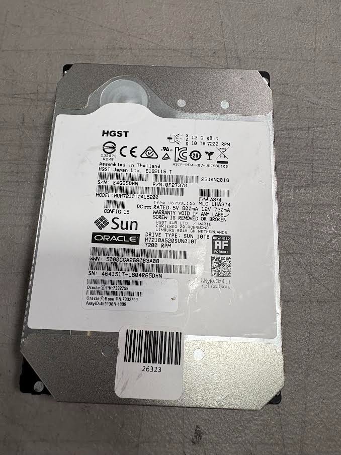SUN ORACLE HDD HGST ULTRASTAR SAS 10TB - HUH721010AL5200 7332753