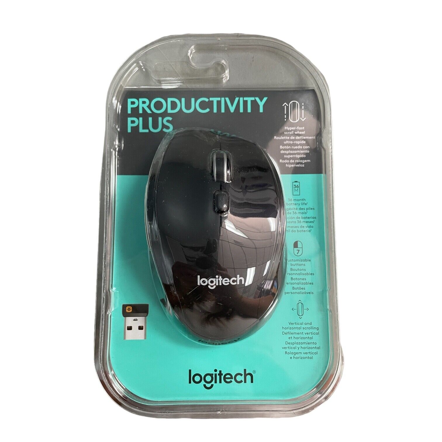 Logitech Productivity Plus Wireless Mouse with 7 Buttons - Black (910-005746)