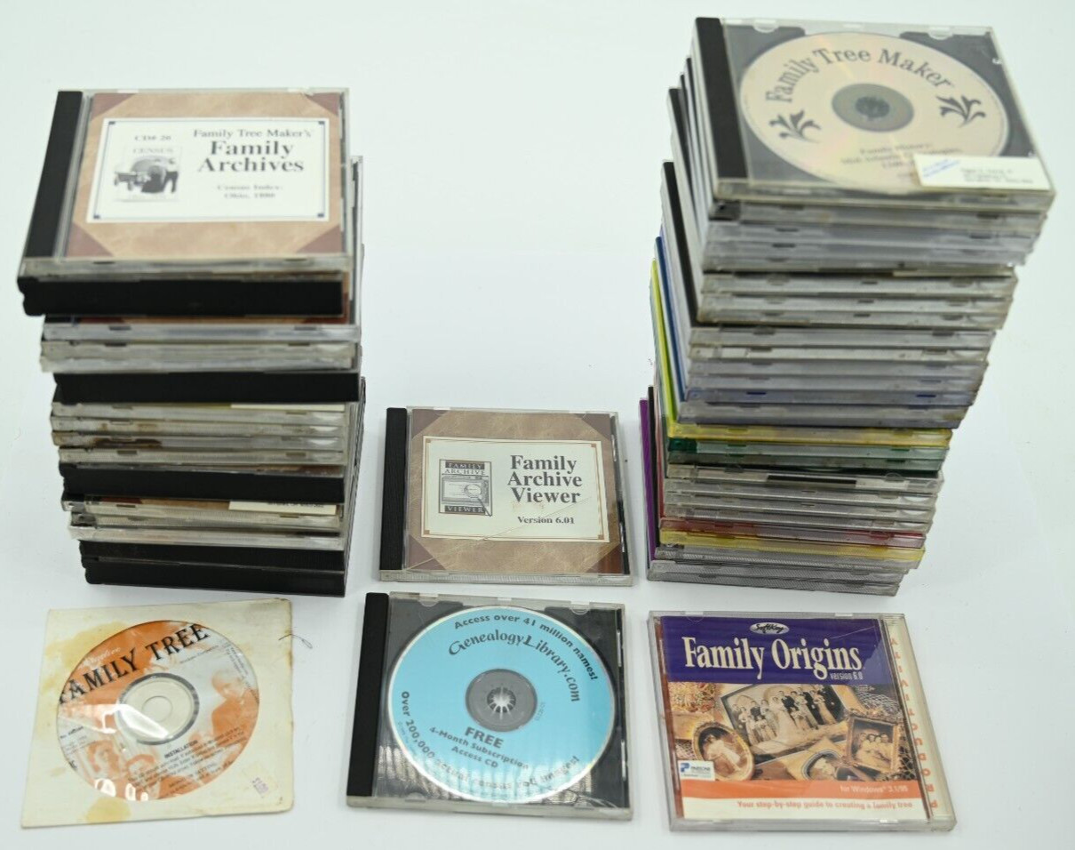Huge Lot of Broderbund Family Tree Maker Family Archives for Genealogy Research Huge Lot of Broderbund Family Tree Maker Family Archives for Genealogy Research