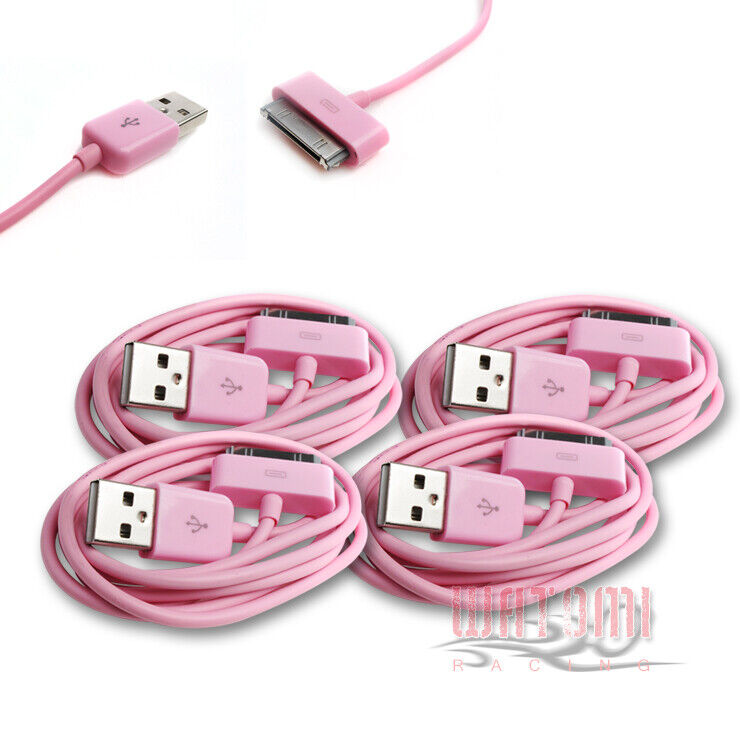 4X 10FT 30-PIN USB SYNC DATA POWER CHARGER PINK CABLE IPHONE IPOD TOUCH IPAD