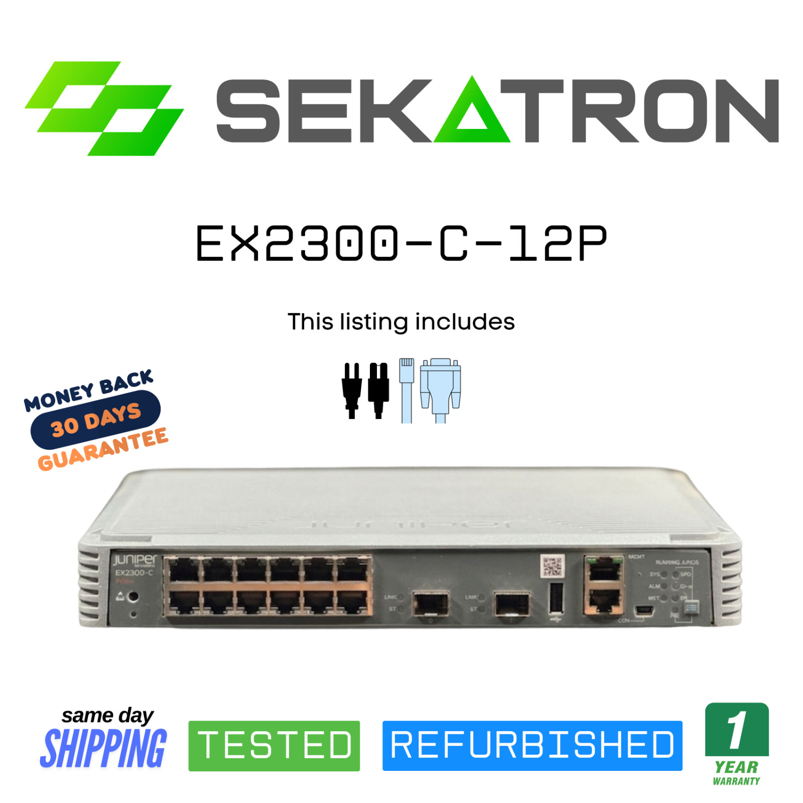 π Juniper Networks EX2300-C-12P 12Γ Gigabit PoE+ β’ 2Γ 10G SFP+ Compact Switch β‘ π Juniper Networks EX2300-C-12P 12Γ Gigabit PoE+ β’ 2Γ 10G SFP+ Compact Switch β‘