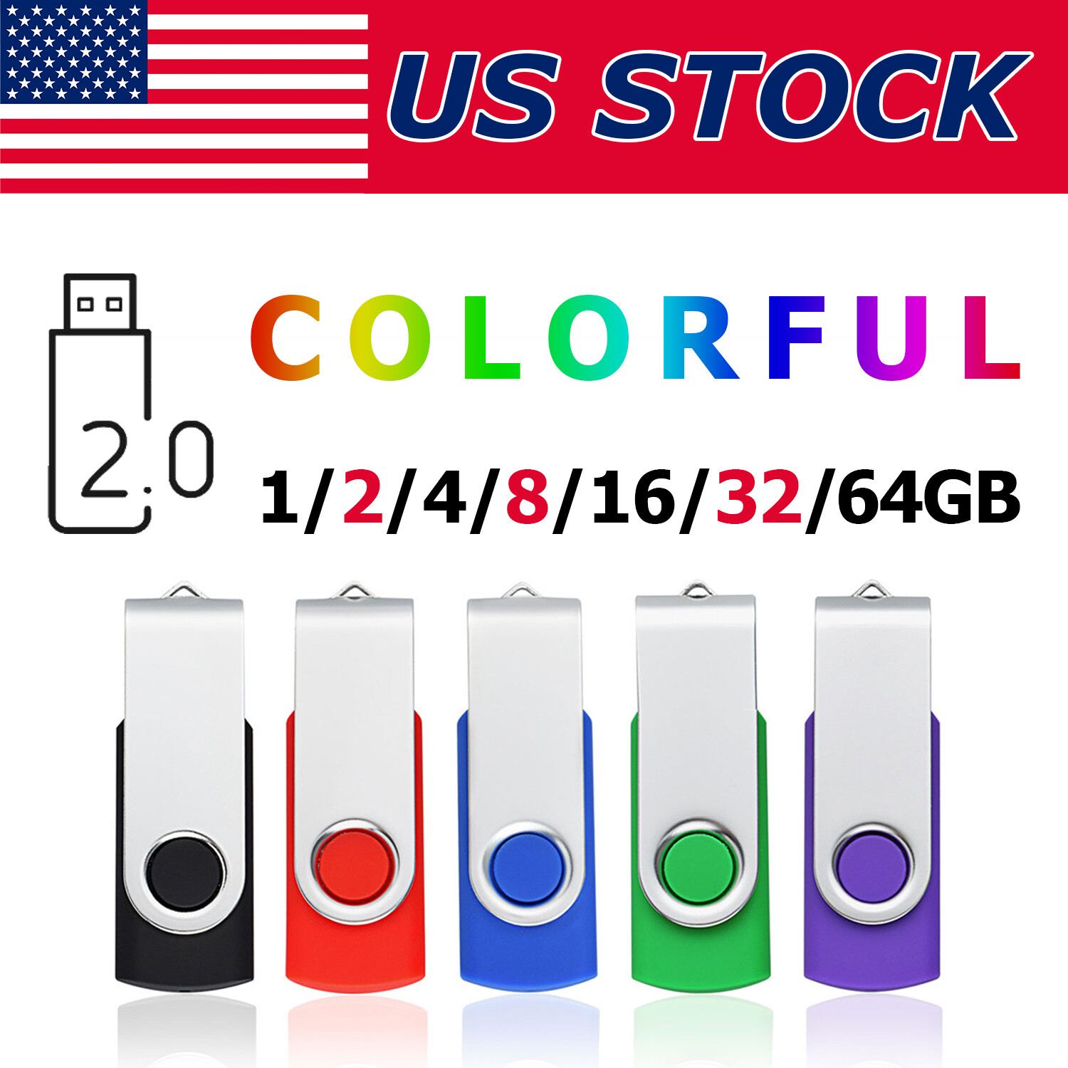 5/10Pack 1G 2G 4G 8GB 16G 32GB 64GB Memory Stick Swivel USB 2.0 Flash Drive Lot 5/10Pack 1G 2G 4G 8GB 16G 32GB 64GB Memory Stick Swivel USB 2.0 Flash Drive Lot
