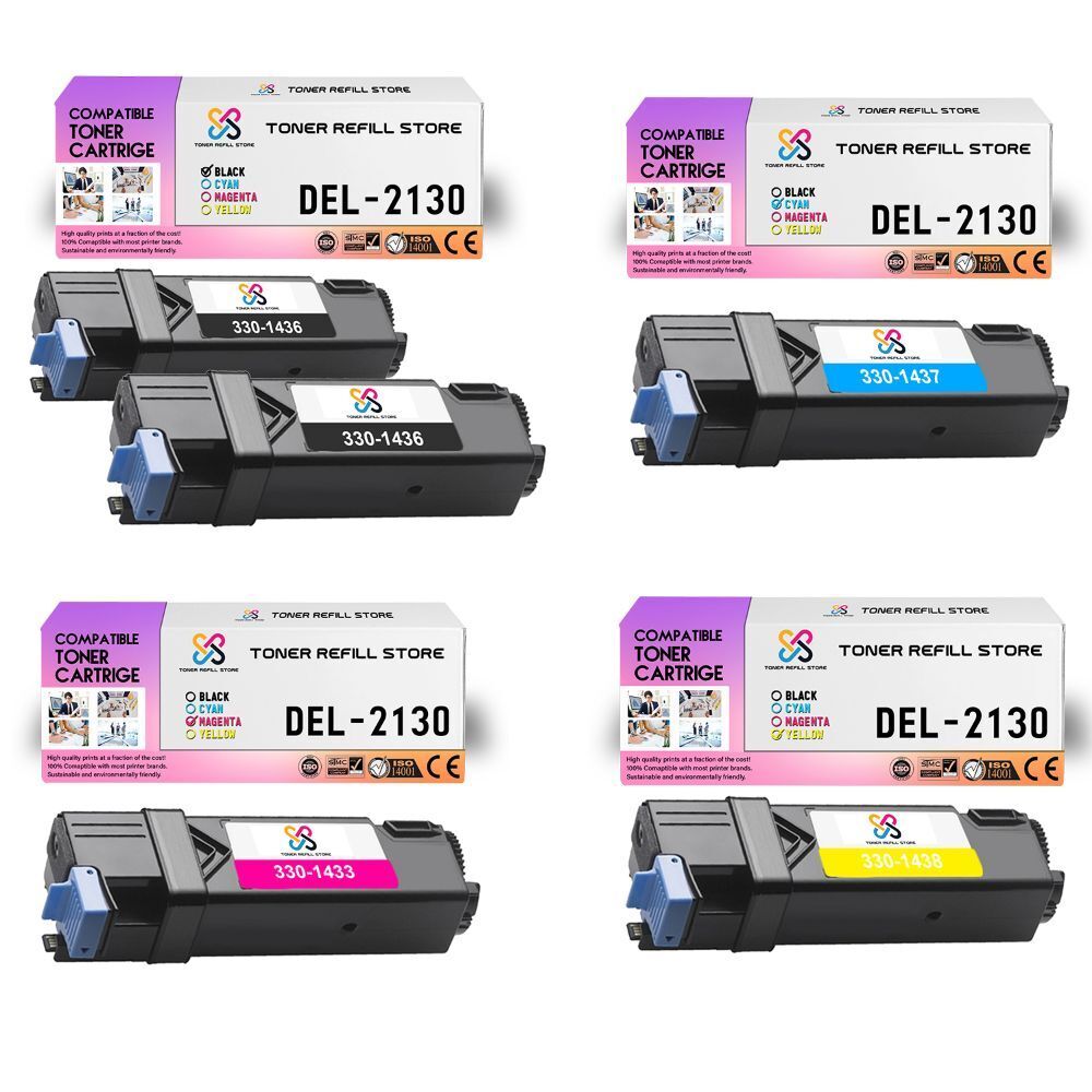 5Pk TRS 2130 BCYM Compatible for Dell 2130CN 2135CN Toner Cartridge