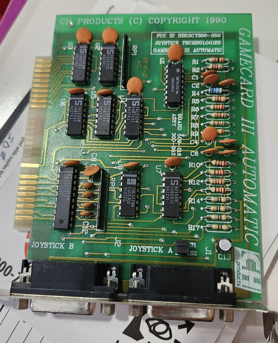 Vintage CH Products GameCard III Automatic ISA 8-Bit Joystick Controller Card Vintage CH Products GameCard III Automatic ISA 8-Bit Joystick Controller Card