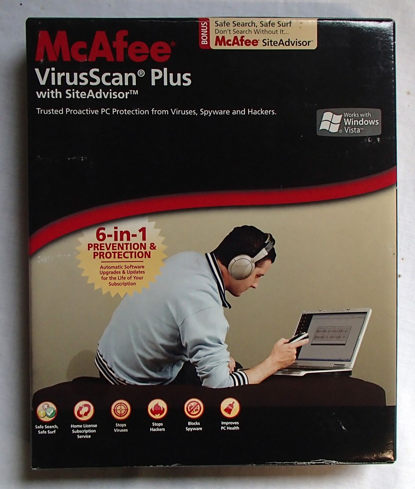 McAfee Virus Scan Plus Site Advisor CD for Windows 2007 Vintage Software